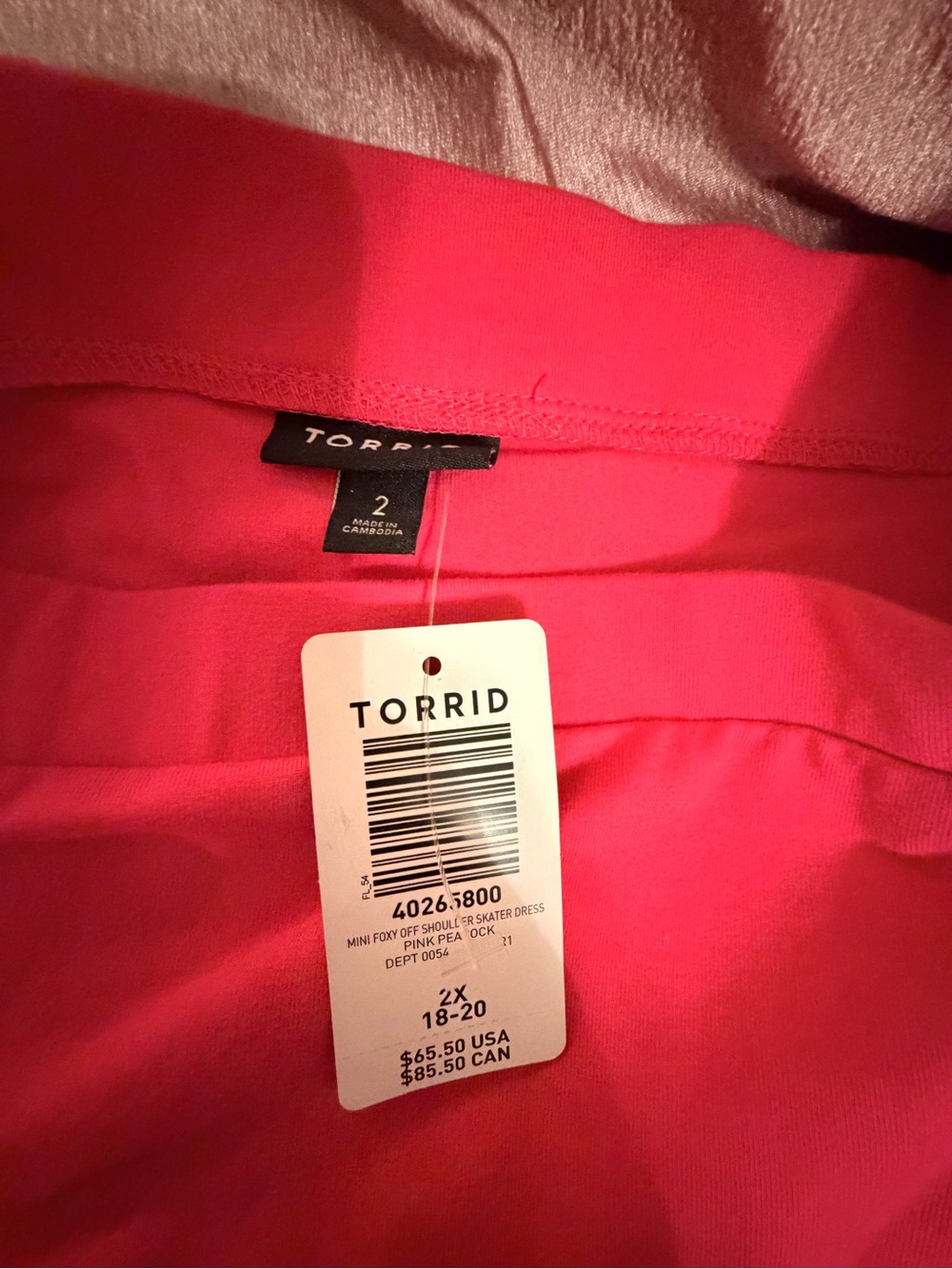 torrid off the shoulder Hot Pink Fit-and-Flare Mini Dress - Picture 7 of 8